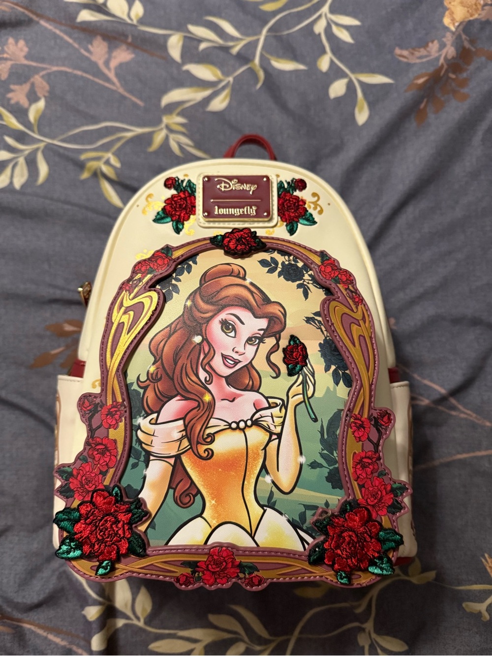 Loungefly Belle Cream, Red & Gold Mini Backpack